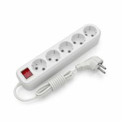 Удлинитель с выключателем Electrum с заземлением 5 гн. белый 5 м C-ES-1815