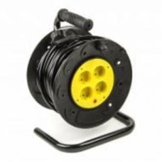 Удлинитель на катушке PowerPlant 2x1.0 кв. мм 8А (JY-2000/20) с заземлением 4 гн. черный 20 м PPRA08M200S4