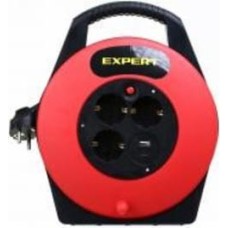 Удлинитель Expert на 1 кот. 2 USB с заземлением 3 гн. черный с красным 5 м BNG-OXP-17BU2