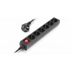 Фильтр-удлинитель Real-el RS-6 Protect M с заземлением 6 гн. черный 5 м