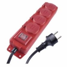 Удлинитель с выключателем Emos 1,5 мм² 16A 3680 Вт IP44 із заземленням 4 гн. красный 5 м P14251