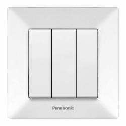 Выключатель трехклавишный трехклавишный Panasonic Arkedia Slim белый 480100196