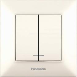 Выключатель двухклавишный двухклавишный Panasonic Arkedia Slim с подсветкой кремовый 480100211