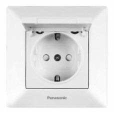 Розетка с заземлением Panasonic Arkedia Slim со шторками с крышкой белый 480200227