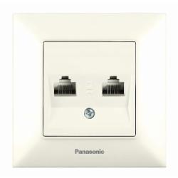 Розетка компьютерная двойная Panasonic Arkedia Slim RJ45 CAT6e кремовый 480200244