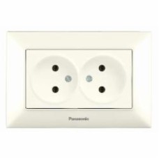 Розетка двойная без заземления Panasonic Arkedia Slim без шторок без крышки кремовый 480200247