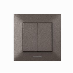 Выключатель двухклавишный Panasonic Arkedia Slim без подсветки дымчатый 480100220