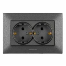 Розетка двойная с заземлением Panasonic Arkedia Slim без шторок без крышки дымчатый 480200251