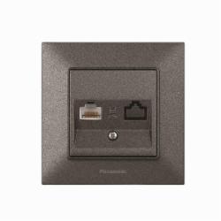 Розетка компьютерная Panasonic Arkedia Slim RJ45 CAT5e дымчатый 480200252