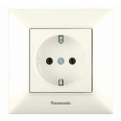 Розетка с заземлением Panasonic Arkedia Slim без шторок без крышки крем 480200282