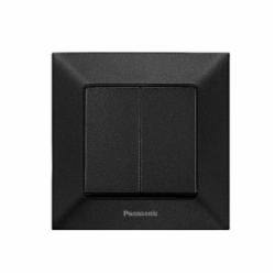 Выключатель двухклавишный Panasonic Arkedia Slim без подсветки 480100235