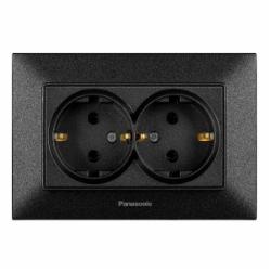 Розетка двойная бытовая с заземлением Panasonic Arkedia Slim IP22 480200276
