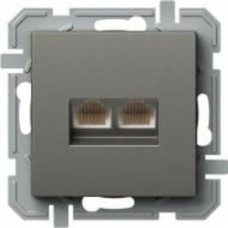Розетка компьютерная двойная TEM Logiq PC RJ45 Cat 5e титан KQ39TIXO-U