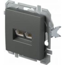 Розетка компьютерная двойная TEM Logiq PC RJ45 Cat 5e антрацит KQ39ATXO-U