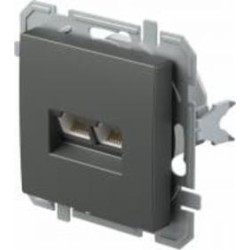 Розетка компьютерная двойная TEM Logiq PC RJ45 Cat 5e антрацит KQ39ATXO-U