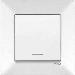 Выключатель кнопочный одноклавишный Viko Meridian с подсветкой белый 90970019-WH