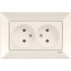 Розетка двойная двойная без заземления Viko Meridian IP20 кремовый 90970256-WH