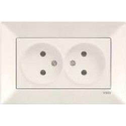 Розетка двойная двойная без заземления Viko Meridian IP20 кремовый 90970256-WH