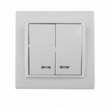 Выключатель двухклавишный ElectroHоuse Enzo с подсветкой белый EH-2104