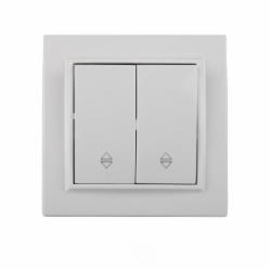 Выключатель проходной двухклавишный ElectroHоuse Enzo без подсветки белый EH-2107