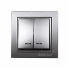 Выключатель двухклавишный ElectroHоuse Enzo с подсветкой серебряный камень EH-2184-ST