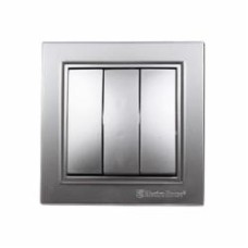 Выключатель трехклавишный ElectroHоuse Enzo без подсветки серебряный камень EH-2185-ST