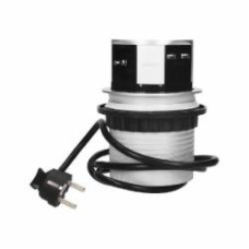 Розетка портативная мебельная тройная с заземлением ORNO с USB шуко алюминий OR-AE-1342(GS)