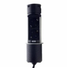 Розетка портативная мебельная + USB двойная с заземлением ElectroHouse без шторок без крышки серебристый EH-AR-306