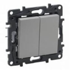Выключатель двухклавишный Legrand Niloe Step 863305 без подсветки алюминий