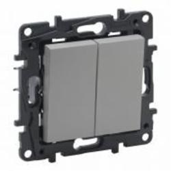 Выключатель двухклавишный Legrand Niloe Step 863305 без подсветки алюминий