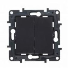 Переключатель проходной двухклавишный Legrand Niloe Step 863508 без подсветки черный