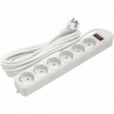 Сетевой фильтр PowerPlant с заземлением 6 гн. белый 5 м PPSA10M50S6
