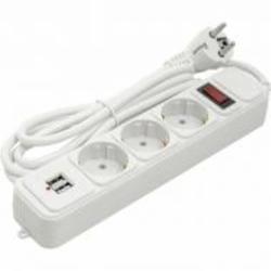 Сетевой фильтр PowerPlant JY-1054U/1.8 с заземлением 3 гн. белый 1,8 м PPSA10M18S3U