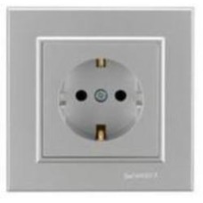 Розетка с заземлением Makel Karea IP20 серебро 56065028