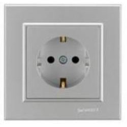 Розетка с заземлением Makel Karea IP20 серебро 56065028