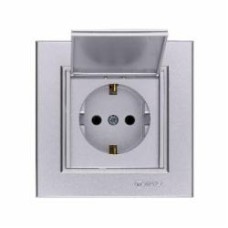 Розетка с заземлением Makel Karea с крышкой IP20 серебро 56065029