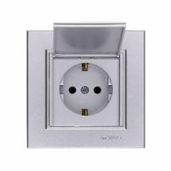 Розетка с заземлением Makel Karea с крышкой IP20 серебро 56065029