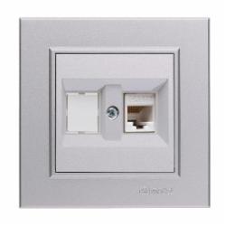 Розетка компьютерная Makel Karea IP20 серебро 56065035