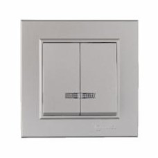 Выключатель двухклавишный Makel Karea с подсветкой жемчуг 56100023
