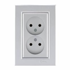 Розетка двойная без заземления Makel Karea IP20 жемчуг 56100017