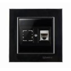 Розетка компьютерная 1 Makel Karea IP20 черный глянец 56111035