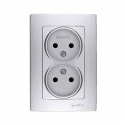 Розетка двойная без заземления Makel Lillium Natural Kare IP20 серебро 32065017