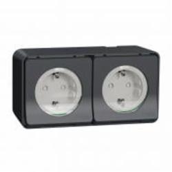 Розетка двойная 2 с заземлением Schneider Electric Mureva Styl IP55 черный MUR36029