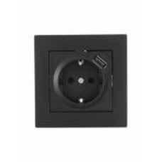 Розетка + USB с заземлением Lezard Vesna IP20 антрацит 742-4288-181