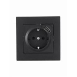 Розетка + USB с заземлением Lezard Vesna IP20 антрацит 742-4288-181