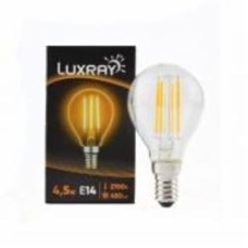 Лампа светодиодная Luxray FIL 4,5 Вт G45 прозрачная E14 220 В 2700 К LXF427-A45-1404/5