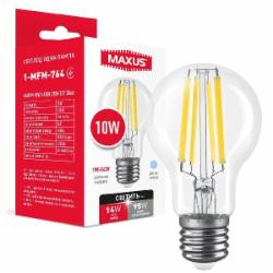 Лампа светодиодная Maxus 10 Вт A60 прозрачная E27 220 В 4100 К 1-MFM-764