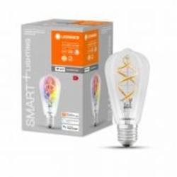 Умная лампа Ledvance Vintage смена цветов ST64 4,5 Вт E27 2700 К 220 В прозрачная Smart ST64 RGB FIL