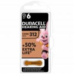 Батарейки Duracell для слуховых аппаратов 312 (PR41) 6 шт.