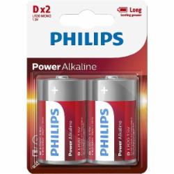 Батарейка Philips Power Alkaline D (R20, 373) 2 шт. (LR20E2B/10)